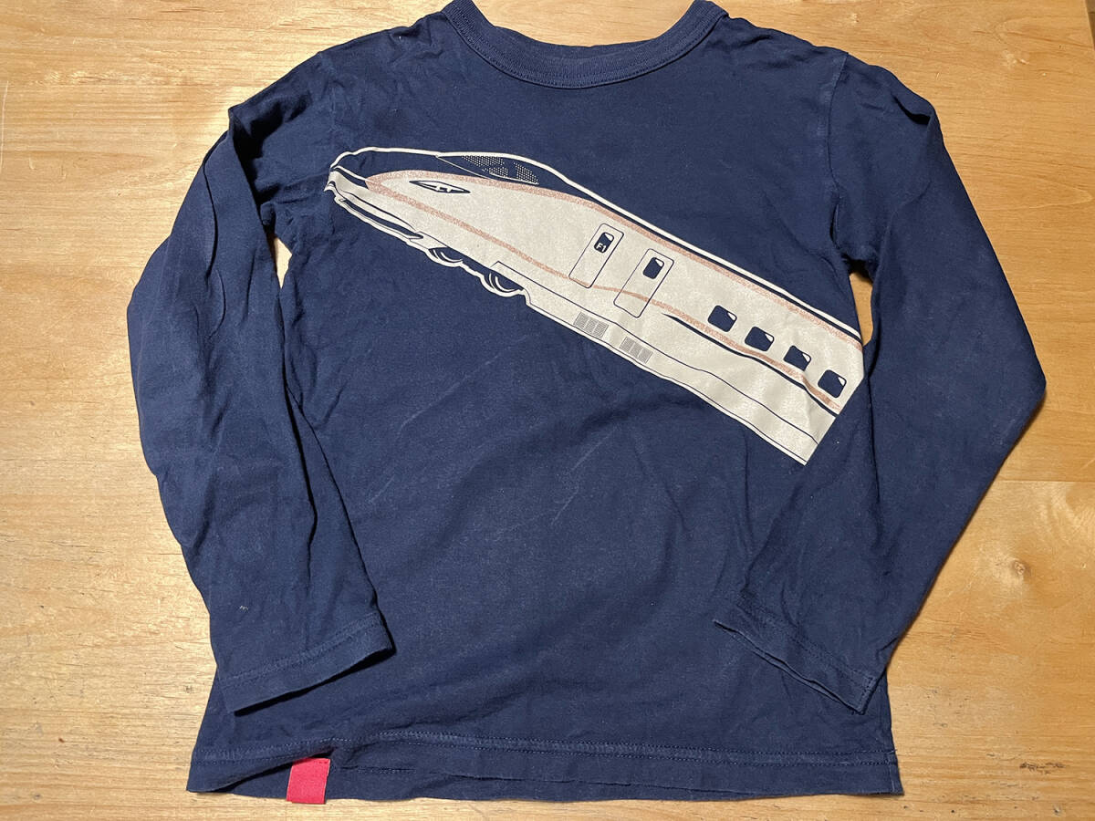 *ojikoOJICO long sleeve T shirt navy 8A (110-120cm) Hokuriku Shinkansen ....* cut and sewn 