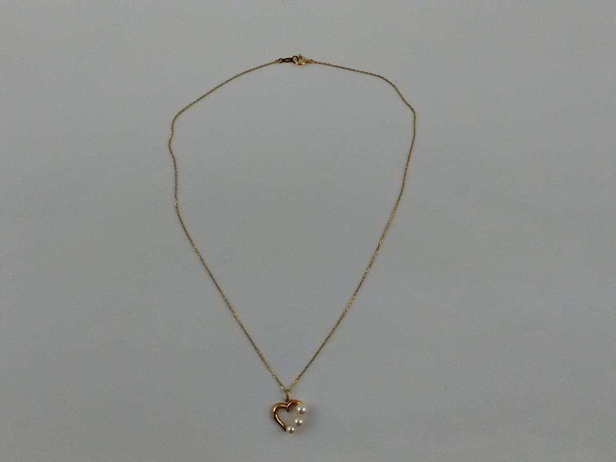 H/MIKIMOTO　ミキモト　パールネックレス　ハート　K18 アクセサリー　0404-1_画像2