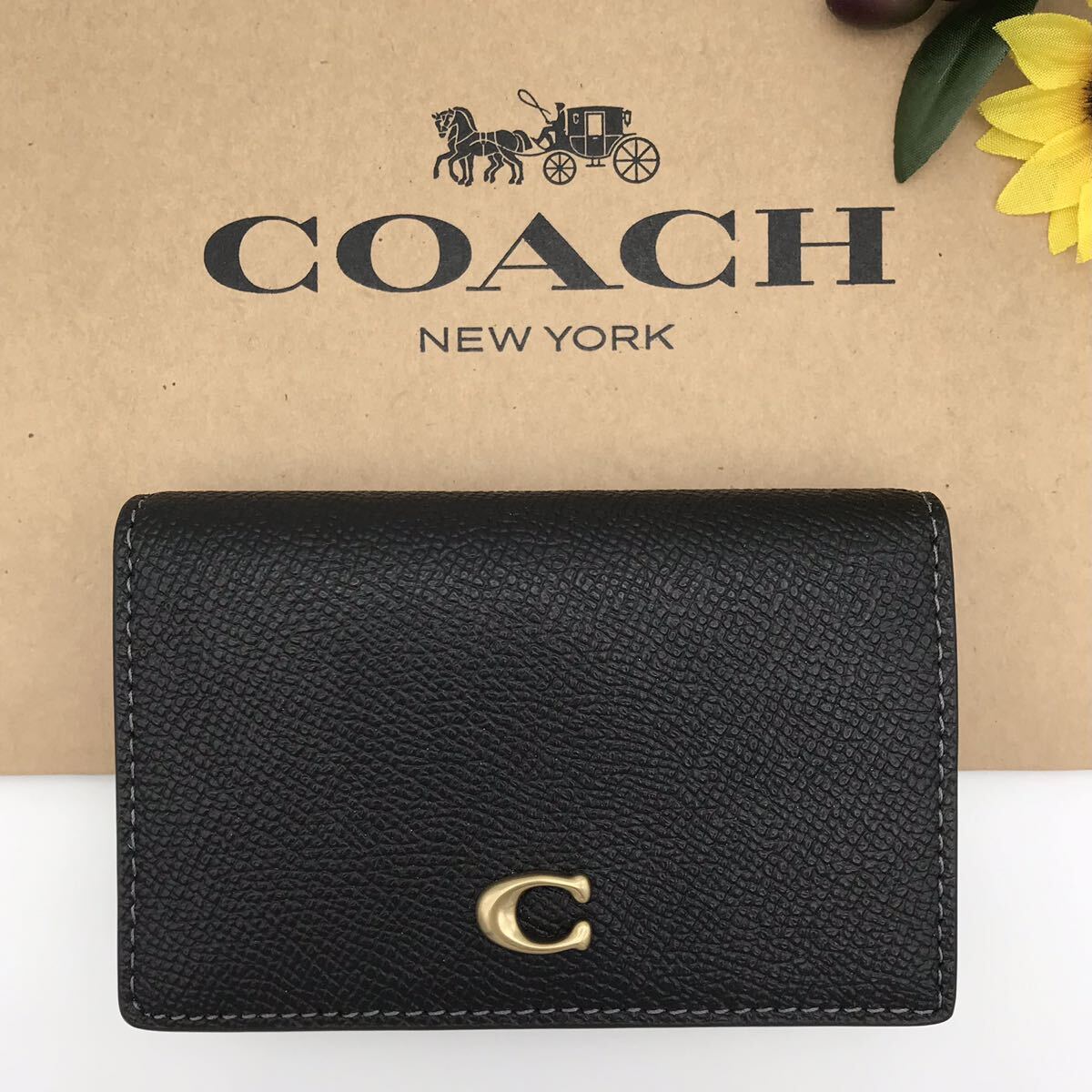 COACH 大人気 ビジネスカードケース ブラス/ブラック クロス COACH 大人気 ビジネスカードケース ブラス/ブラック クロス