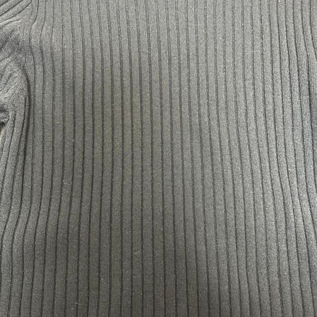 レディース　薄手ニットセーター　Lサイズ　古着　春服　長袖トップス　ブラック クルーネック　大きいサイズ　アクリル100%