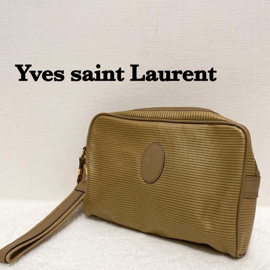 美品Yves Saint Laurentイヴサンローランハンドバッグカーキ