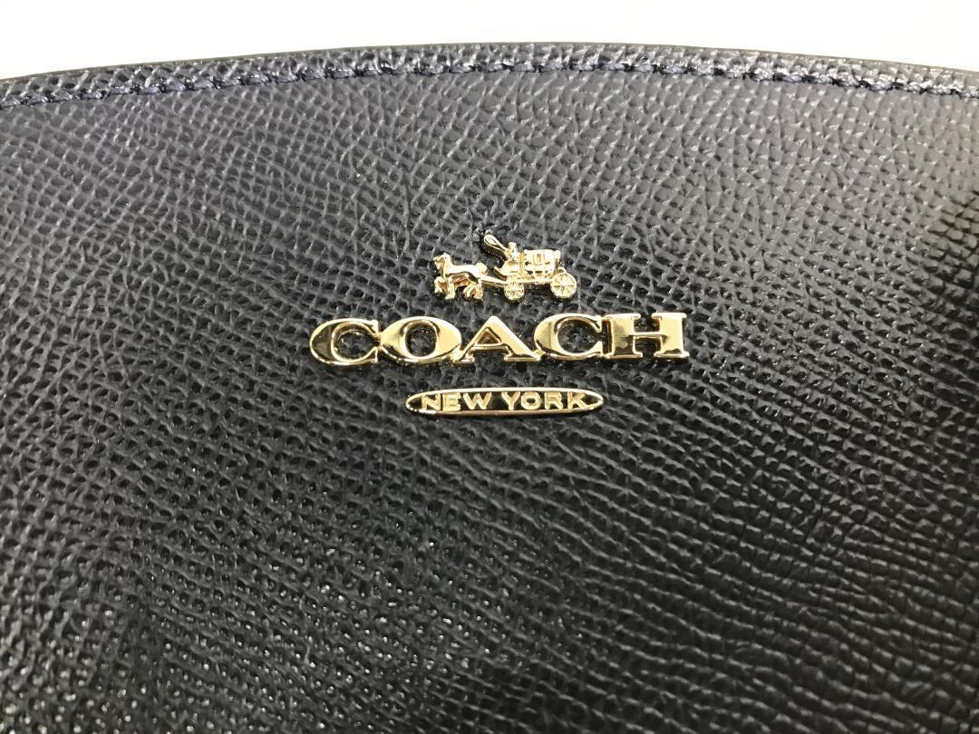 美品COACH コーチショルダーバッグハンドバッグレザー本革牛革ネイビー紺_画像8