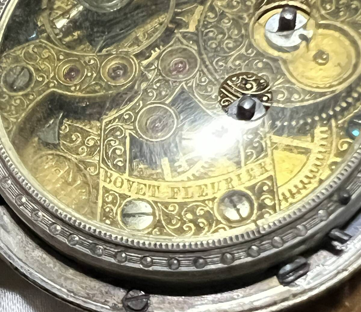 中国懐中時計② Bovet Fleurier 播喊 ボヴェ ボーウェイ 銀製 0.875 鍵巻 不動品 アンティーク時計 戦前 戦中 瑞士表 支那 上海租界 蝋印