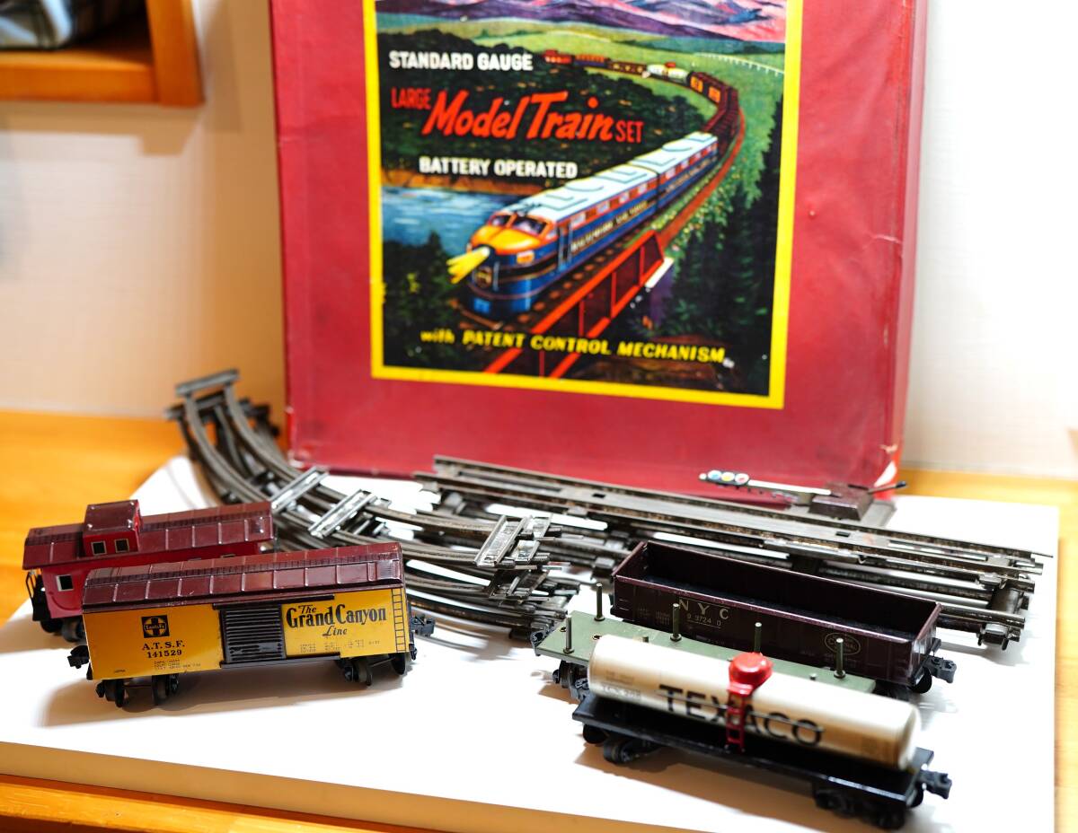 ジャンク品 STANDARD GAUGE LARGE MODEL TRAIN SET ブリキ ボルチモア&オハイオ鉄道 貨物列車セット アメリカンヴィンテージ YW135の画像1