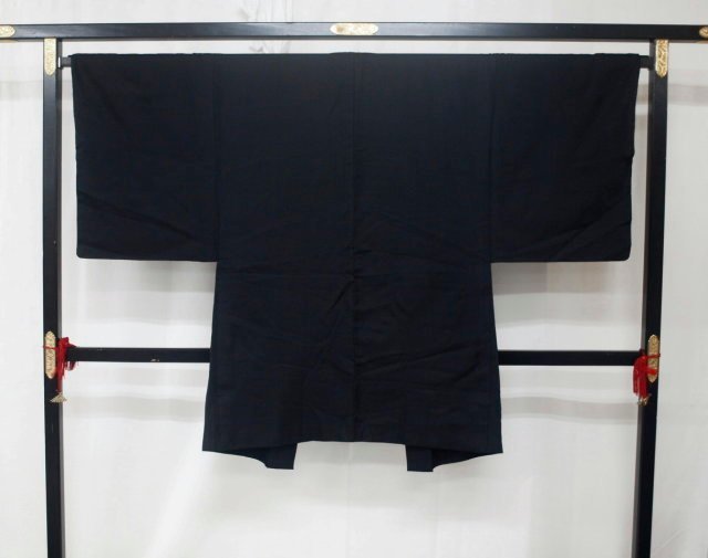 リサイクル　0588　男物羽織　黒【中古】（レターパック不可）　_画像1