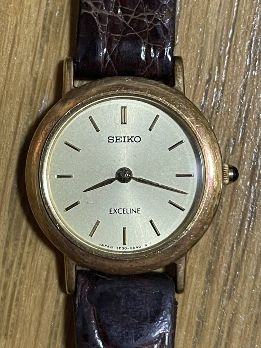 SEIKO EXCELINE 18KT 腕時計 【電池切れ】_画像3