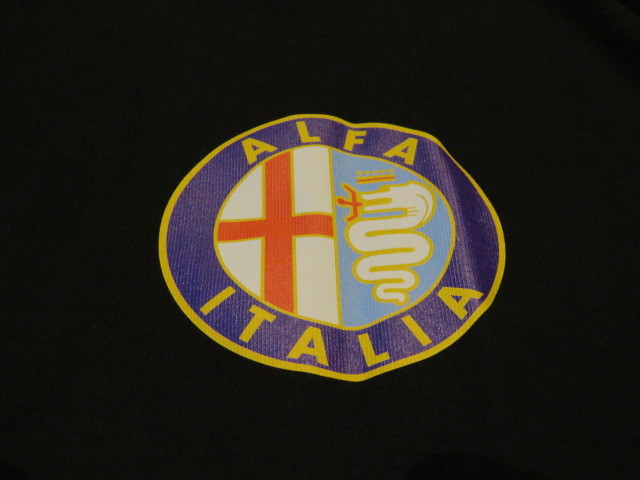 ◆送料無料◆新品◆ALFAROMEO／アルファロメオ◆オリジナルＴシャツ「ALFA ITALIA」◆ブラック◆上質生地◆ラスト１枚！