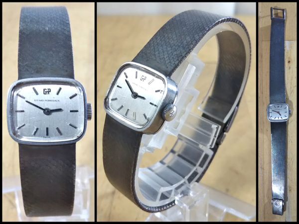 GIRARD-PERREGAUX ジラール ペルゴ 手巻き 17石 腕 時計 ブレス 925 SILVER シルバー 銀 刻印 稼働品 未整備 高級 レディース ウォッチの画像8