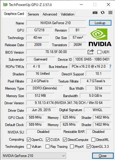 GeForce210 動作品　HDMI D-Sub DVI グラフィックボード NVIDIA