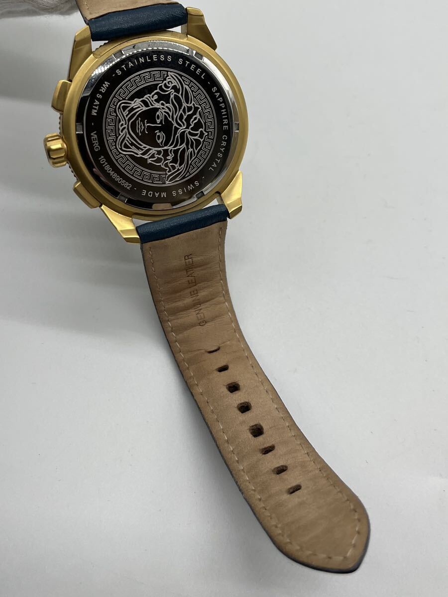 【1円〜】VERSACE クロノグラフ 革ベルト 腕時計 の画像7