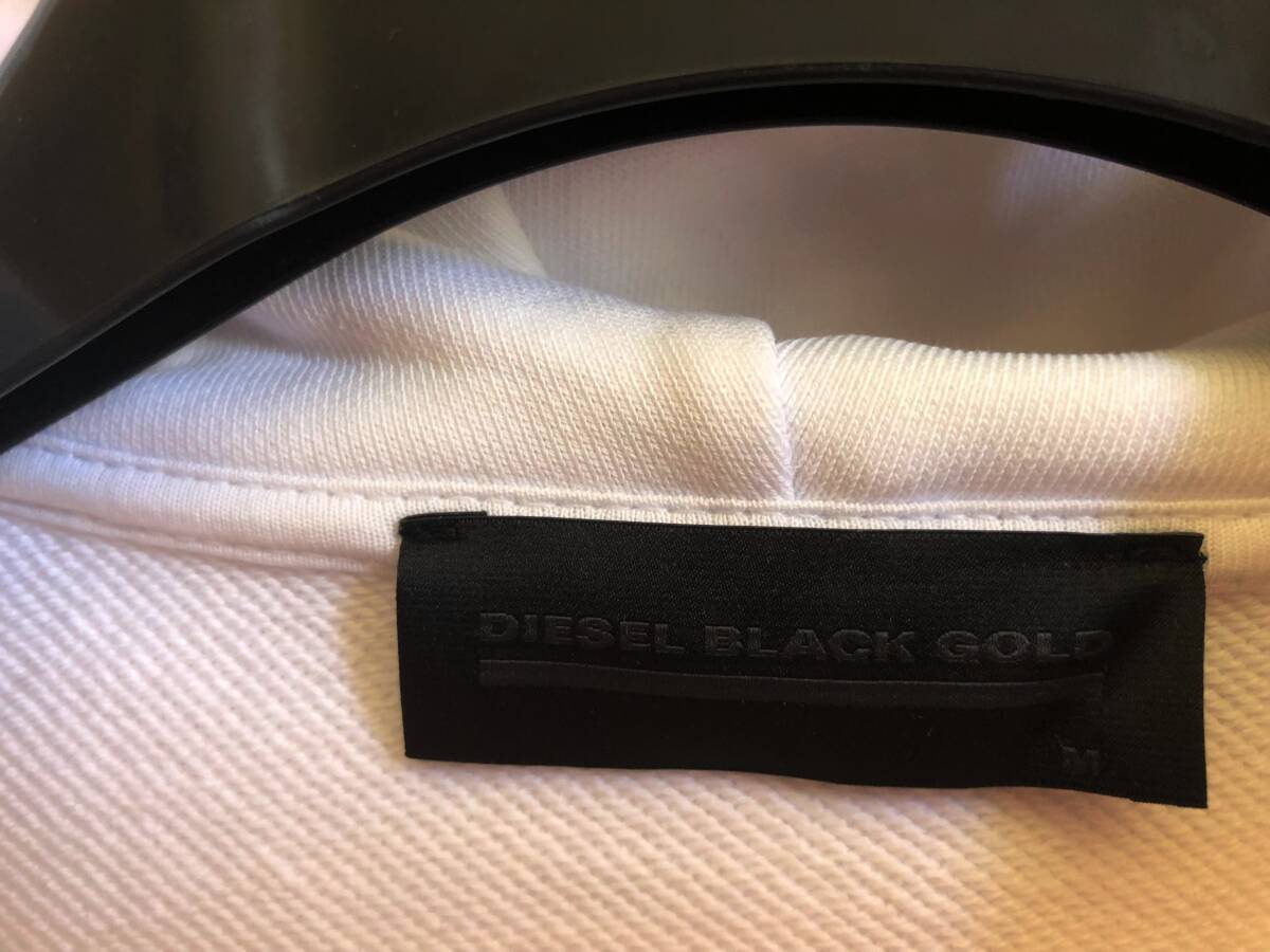 ●超美品！最高級 DIESEL ディーゼルブラックゴールド メンズ ミリタリー スウェット ロゴ パーカー 白系 サイズL程 即決 即納 55DSL●405の画像5