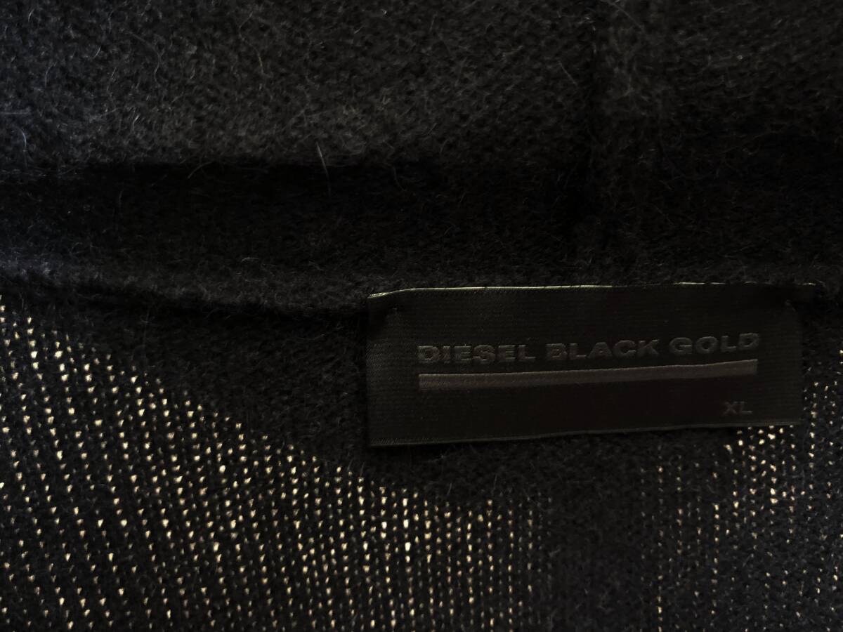 ●サイズXL！最高級ライン DIESEL ディーゼルブラックゴールド メンズ イタリー製 ネイティブ柄 ニットパーカー 黒系 即決 即納 55DSL●416の画像6