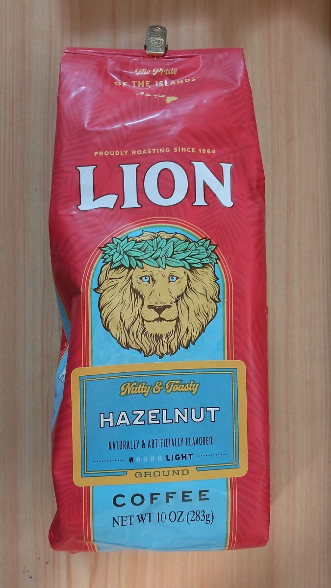  Hawaii lion coffee hazelnut flavour flour 283g best-before date close 