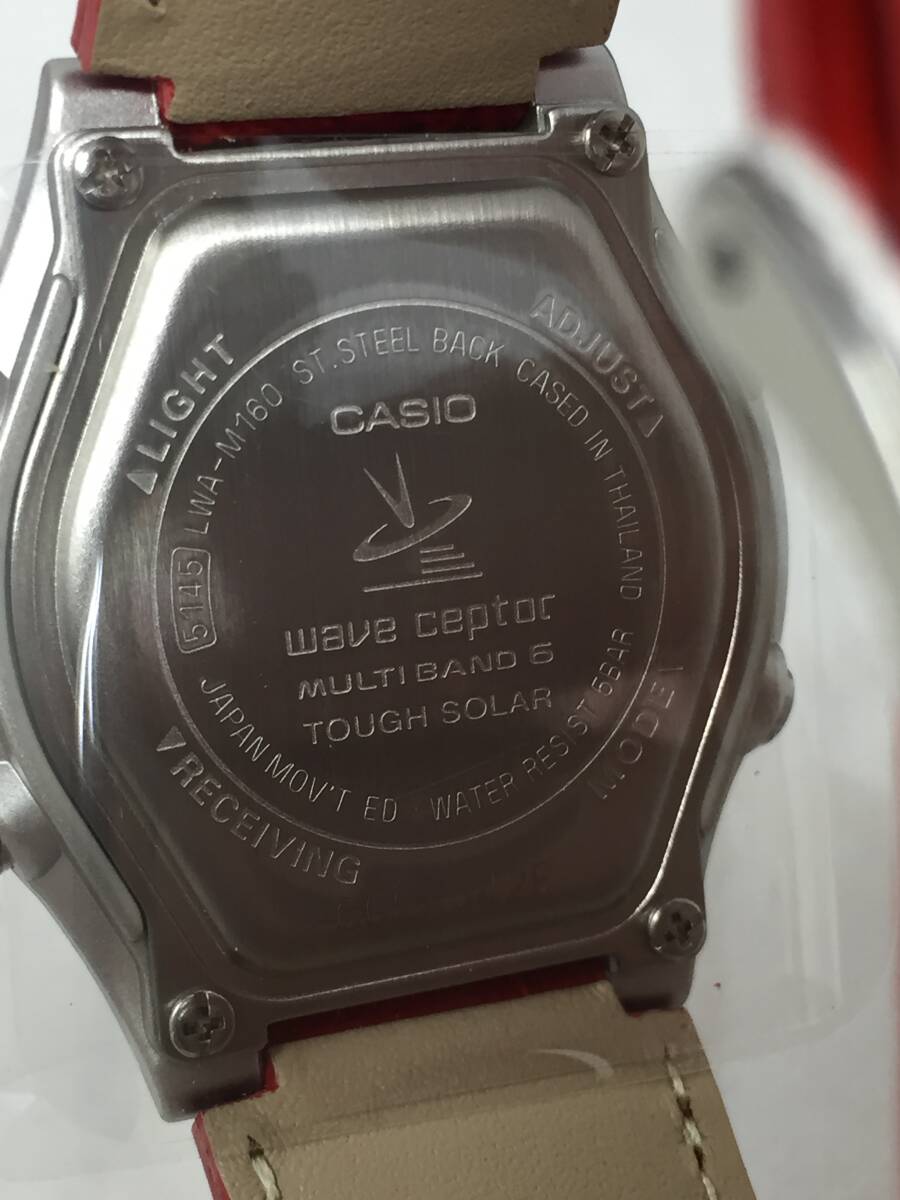 FY-640 未使用 CASIO wave ceptor LWA-M160L-4A2JF 電波ソーラー レディース腕時計 レザーベルトの画像4
