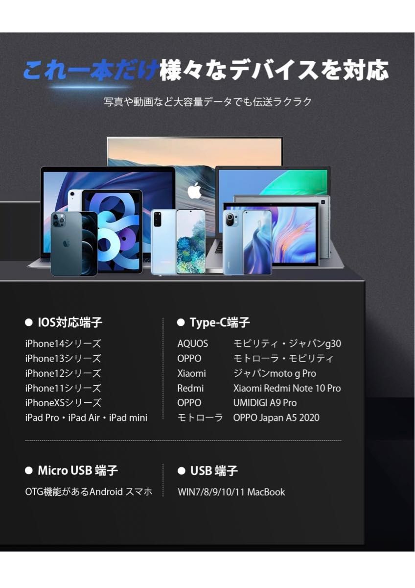 「専用アプリ必要なし、初心者向け」usbメモリ 128gb iphone対応 タイプc 外付け 256gb シルバー