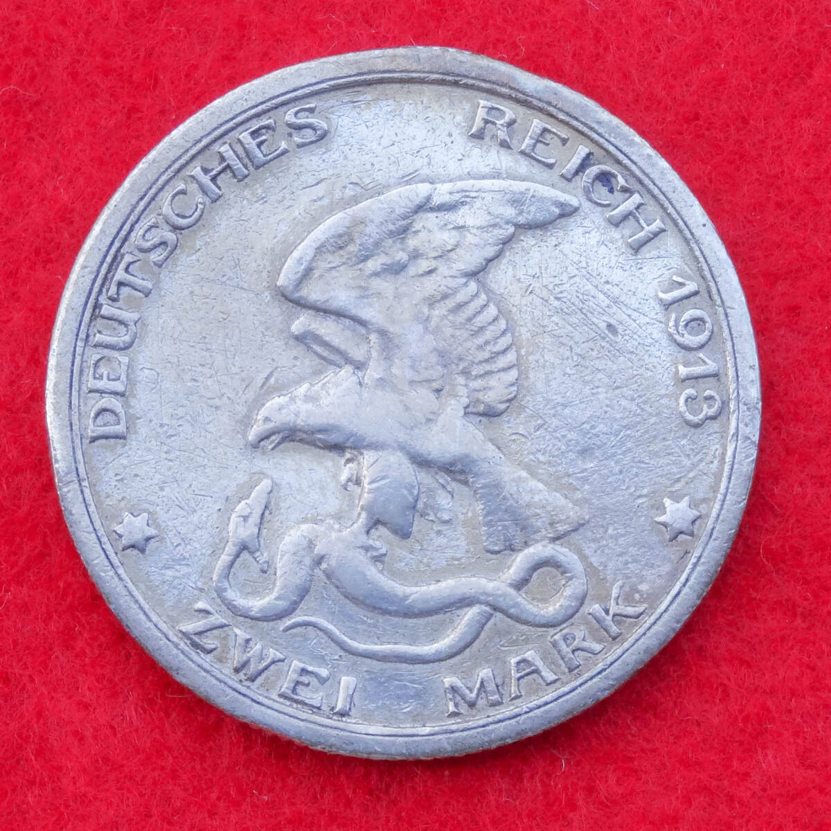 1913年 ドイツ 2マルク銀貨 『ナポレオン戦争・対フランス宣戦布告100周年記念』_画像2