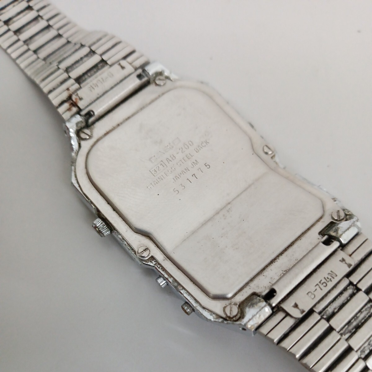 CASIO 腕時計 AB-200 アラームクロノグラフ TELEMEMO 20 白文字盤 6299の画像4