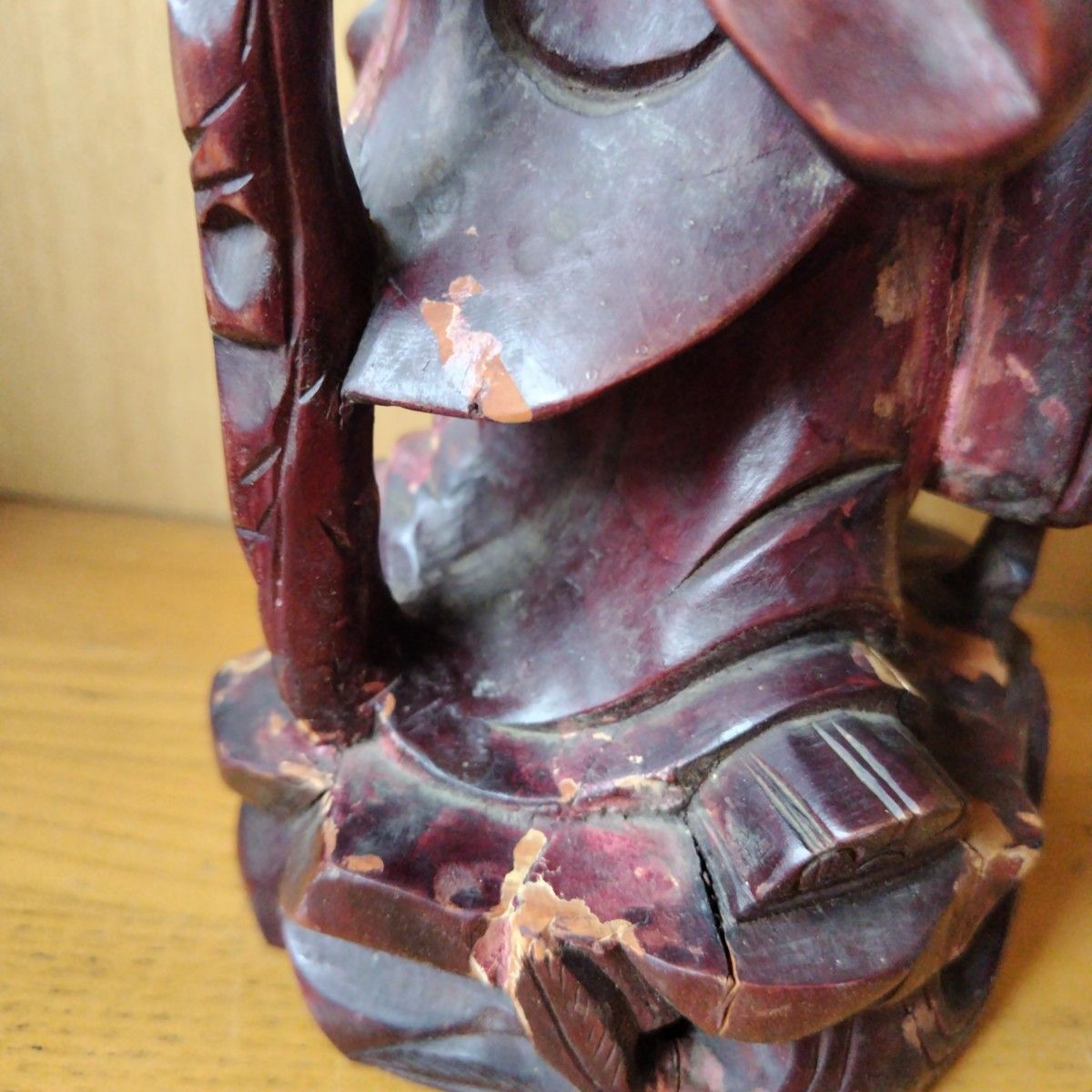 鶴と寿老人 木彫り 仏像 置物 木彫