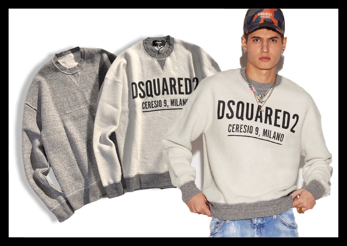 定価8.6万ディースクエアード DSQUARED2 起毛コットンでヌケ感抜群！豊かな表情を演出するリバーシブルスウェット トレーナー イタリア製_画像1