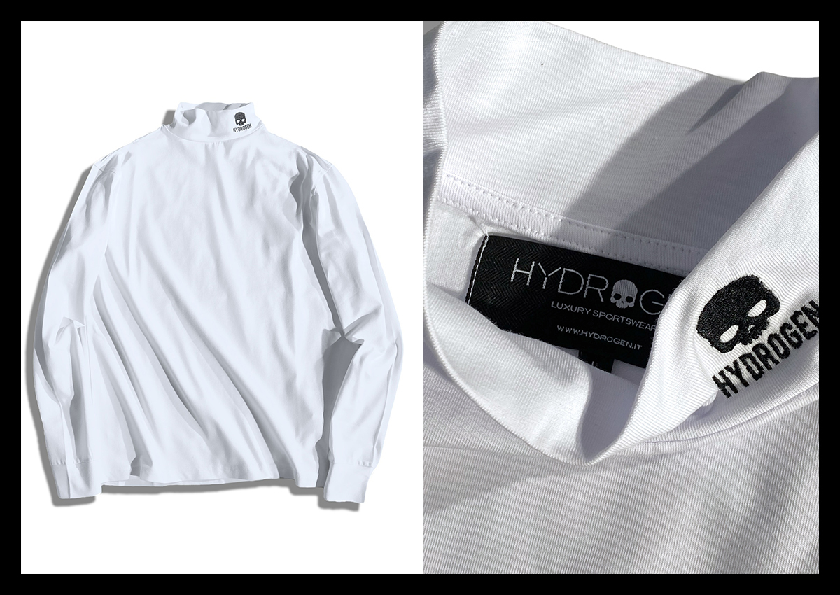 定価2.2万 ハイドロゲン HYDROGEN 着回ししやすい ブランドロゴ モックネック ロングスリーブTシャツ タートルネック ロンT 長袖 リブ袖の画像1