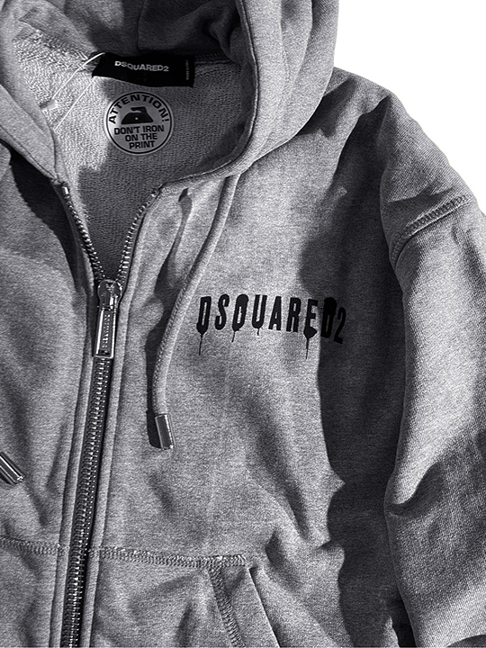 定価8.6万 ディースクエアード DSQUARED2 スプレープリントロゴダブルジップスウェットパーカー ブルゾン フーディー COOL FIT イタリア製_画像2