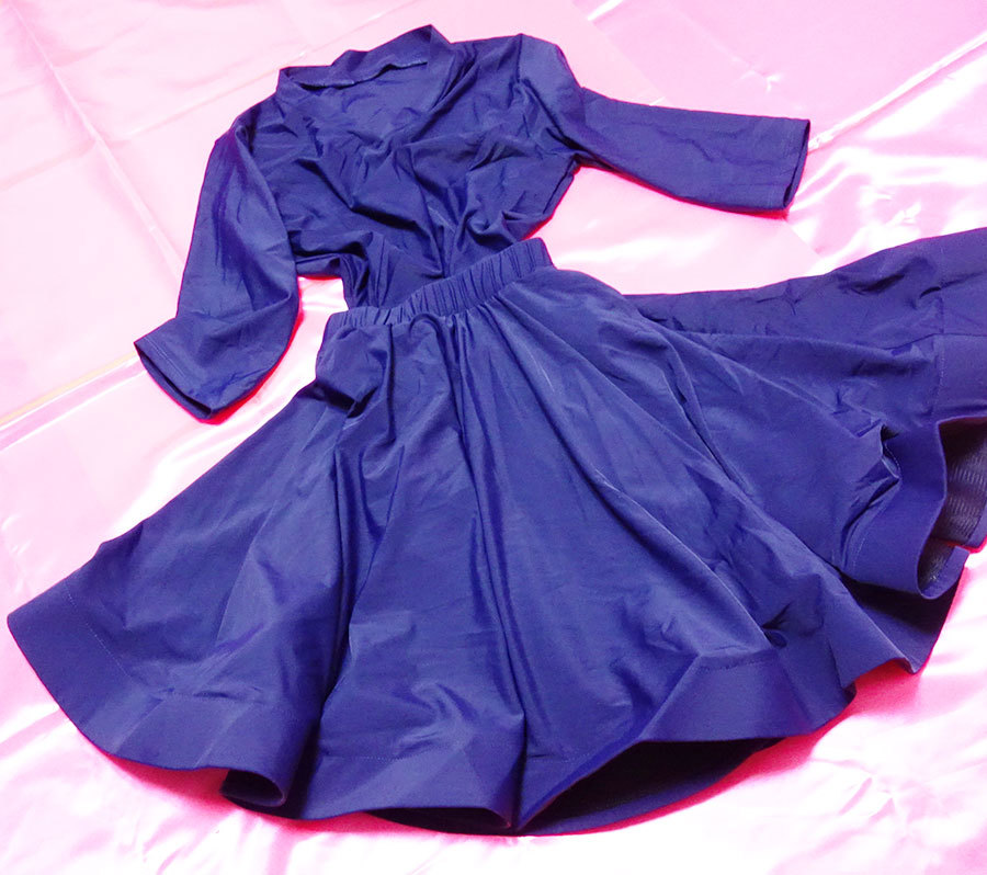 ユニフォーム レオタード スカート セット 光沢 つるつる ナイロン 濃紺 大きいサイズ_画像6