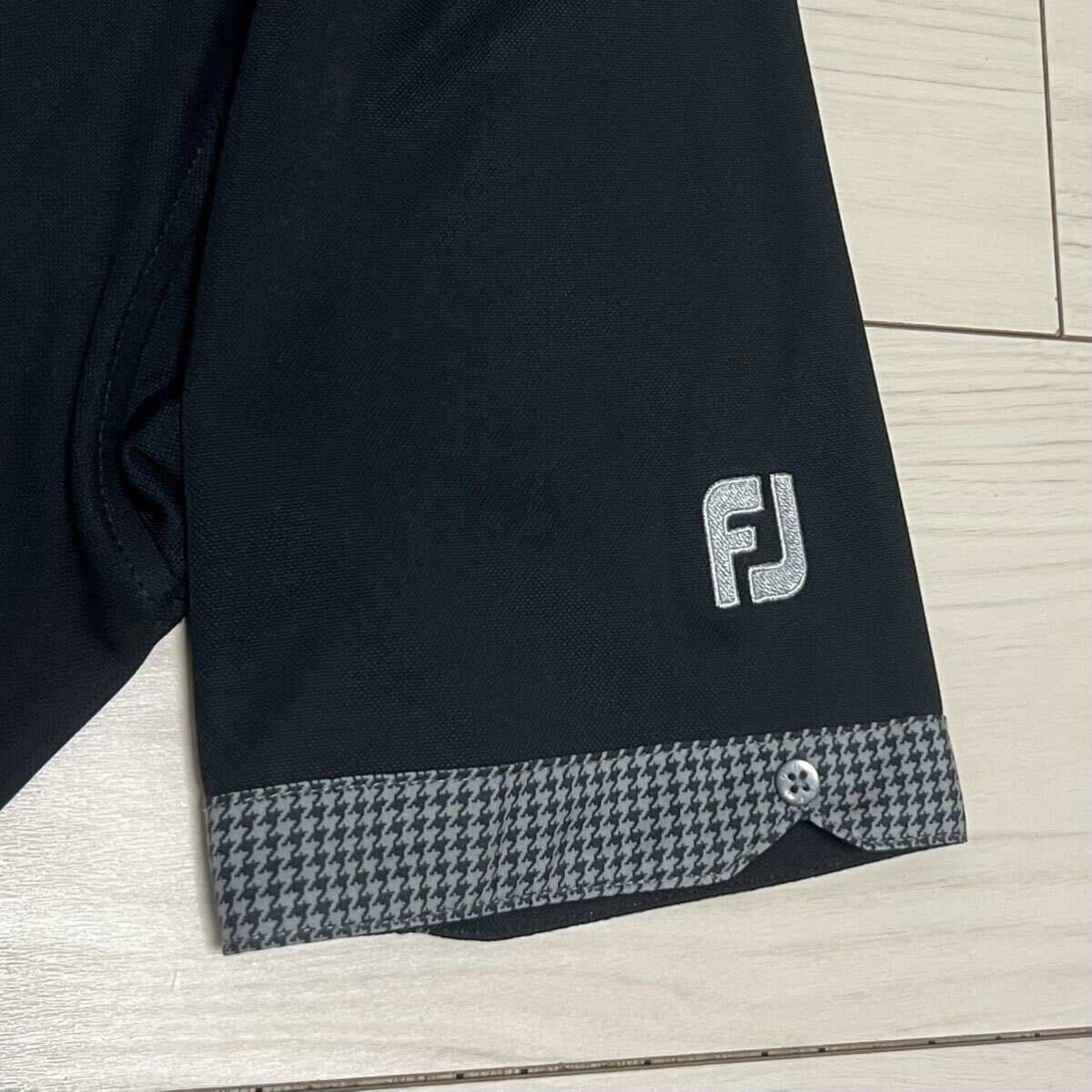 美品 FJ フットジョイ 半袖 ゴルフ ポロシャツ Lサイズ ブラック JP-S16-25 ポリエステル/ポリウレタン FootJoy ストレッチ メンズの画像6