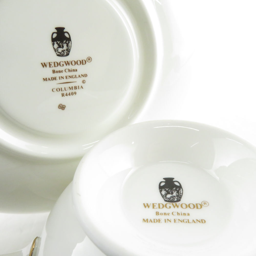 美品 WEDGWOOD ウェッジウッド コロンビア セージグリーン スープカップ＆ソーサー 金彩 ゴールド SY8891Hの画像3