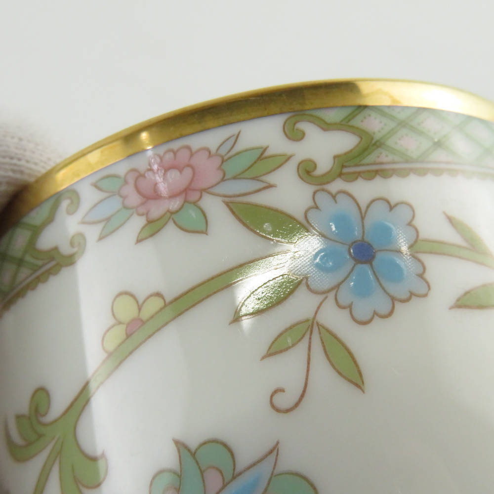 美品 Noritake ノリタケ YOSHINO ヨシノ 9983 デミタスカップ＆ソーサー 2客 ペア 金彩 緑 SU6459B1_画像6