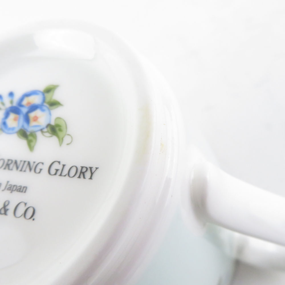 美品 TIFFANY＆Co. ティファニー モーニンググローリー マグカップ 2点 ペア 花柄 フラワー ライトブルー SU5478A1の画像6