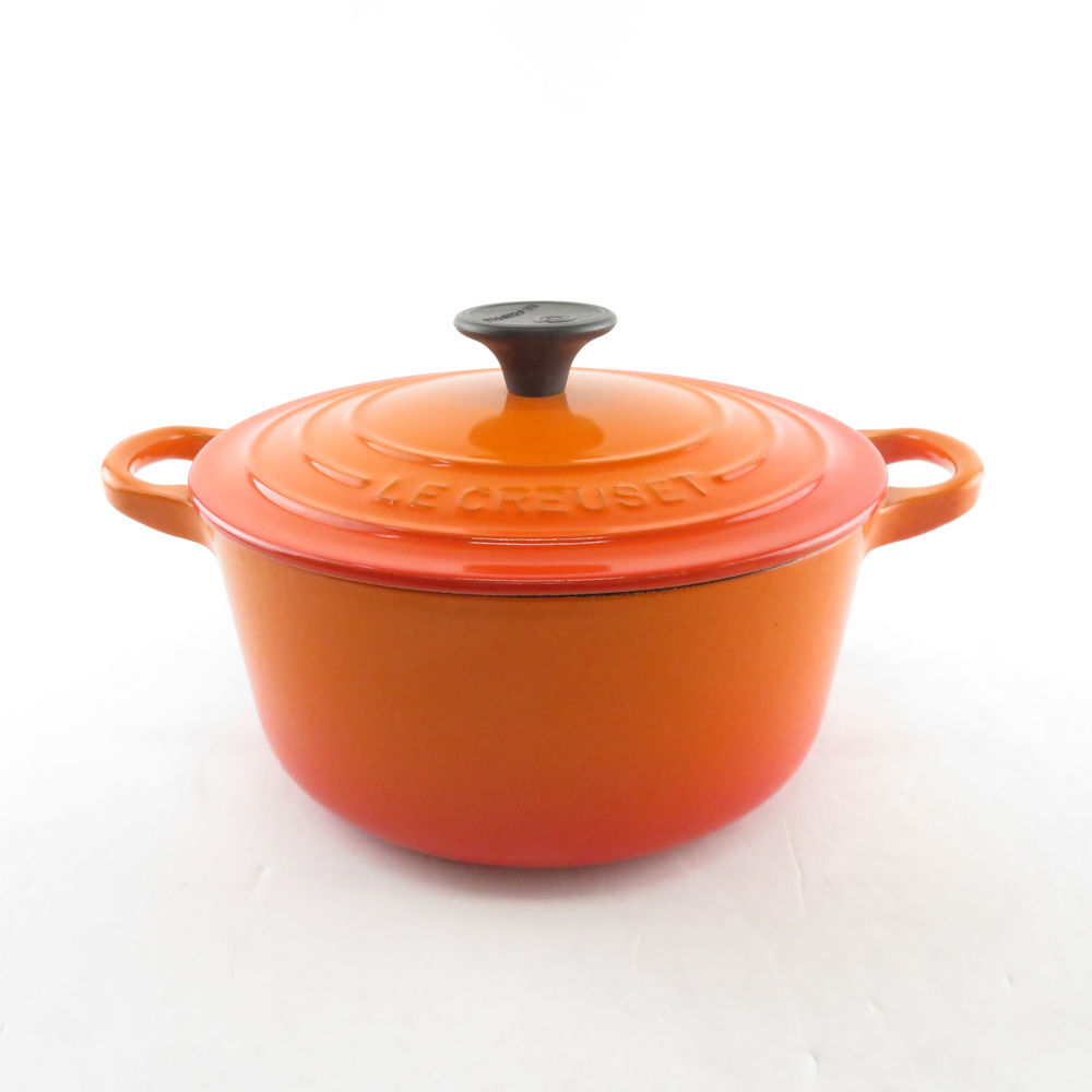 美品 Le Creuset ルクルーゼ ココットロンド 18 両手鍋 料理 調理 SY8705D_画像1