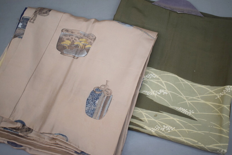 [..]18K secondhand goods retro silk men's long kimono-like garment etc. 10 points collection set sale * have on remake raw materials also 