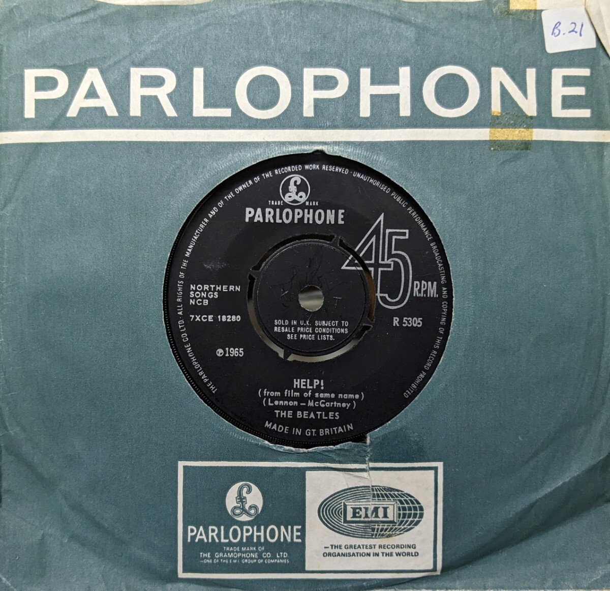◎特選◎THE BEATLES/HELP!1965'UK PARLOPHONE7INCH_画像1
