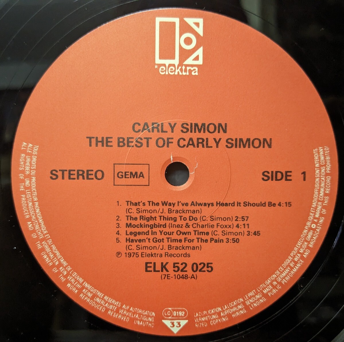 ◎特選◎CARLY SIMON/THE BEST OF CARLY SIMON1975'GERMAY ELEKTRA_画像4