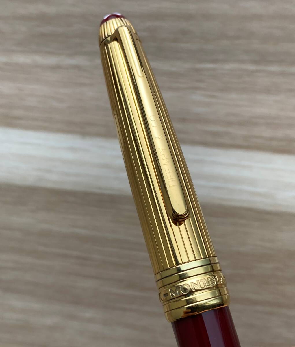  beautiful goods Montblanc W name Montblanc × Tiffany sleigh tail due sterling silver Ag925x bordeaux color roller ball 