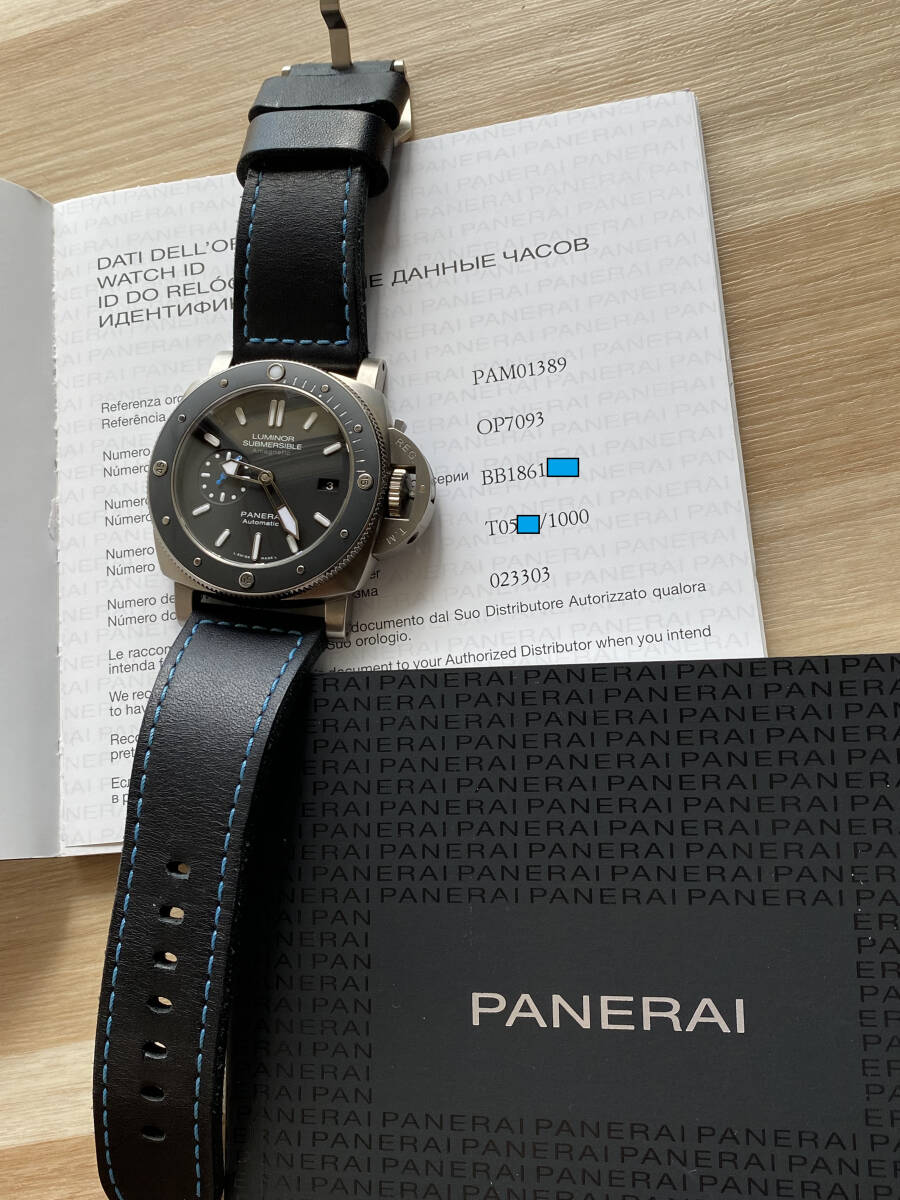 美品 本物 PANERAI　パネライ PAM01389 サブマーシブル1950 アマグネティック チタニオ 47mm メンズ 腕時計 オマケベルト4本付き_画像4
