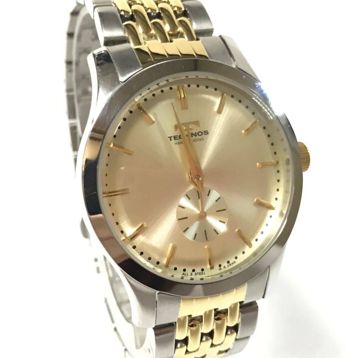美品 動作品 テクノス TECHNOS HAND WINDING TGM526 手巻き 腕時計 メンズ スモセコ