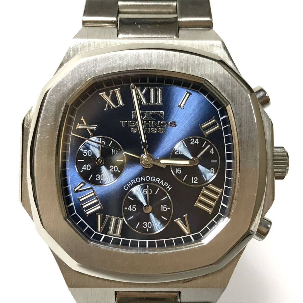 美品 TECHNOS テクノス TBM620 メンズ 腕時計 クオーツ クロノグラフ