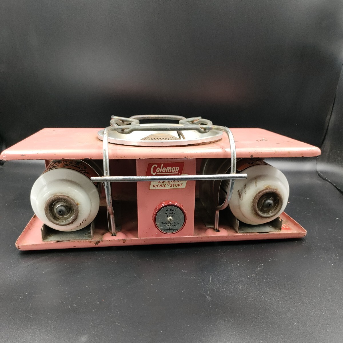 現状販売品 Coleman 5402 ピクニックストーブ Patio Pink シングルガスバーナー 1950年代〜60年代 コールマン カセットコンロ の画像1