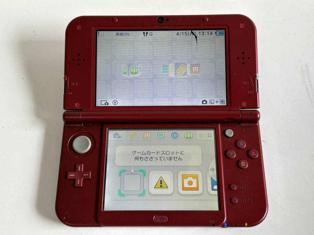 Tj324◆NINTENDO 任天堂◆new 3DS LL ゲーム機本体 RED-001 レッド/赤 ゲーム機本体 画面割れ ジャンクの画像2