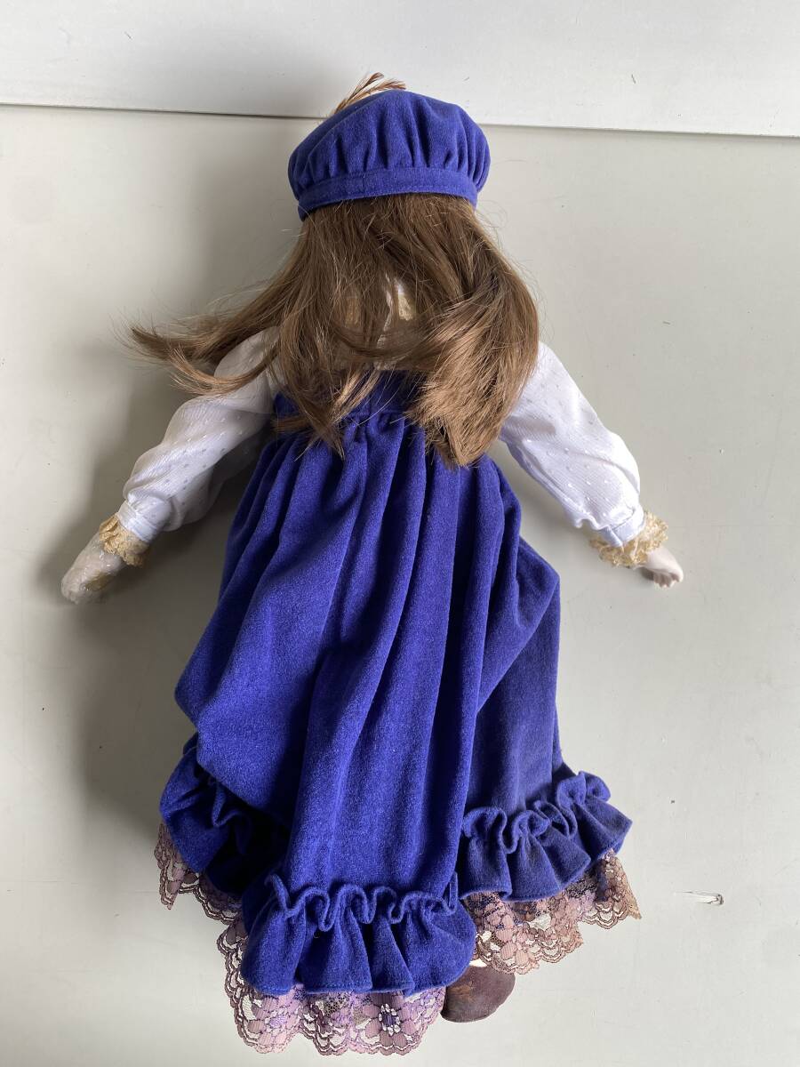 Et598◆ビスクドール◆フランス人形 全長約45cm 西洋人形 女の子 パープル アンティーク コレクション 陶器人形 ドール/人形の画像5