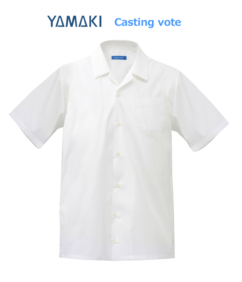 ★訳あり★山喜YAMAKI [ヤマキ] casting vote/暑さをクールダウンホワイト白オープン開襟シャツ/L■在庫限り■の画像2