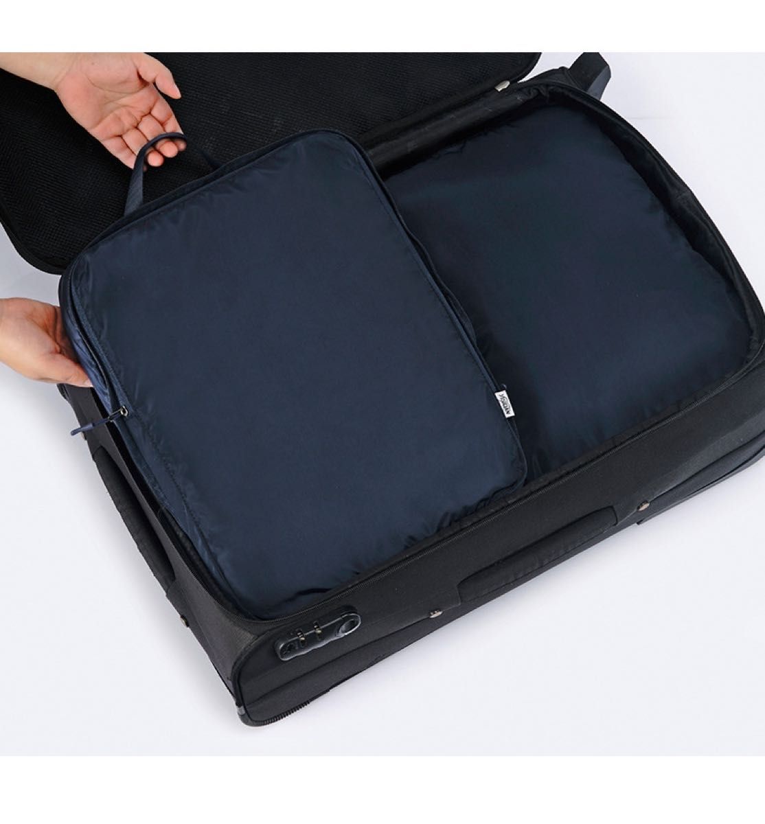 トラベルポーチ　ベージュ　Ｌ　単品　圧縮バッグ　旅行　衣類収納　コンパクト　国内　海外　旅行用圧縮袋　圧縮ポーチ　お出かけ