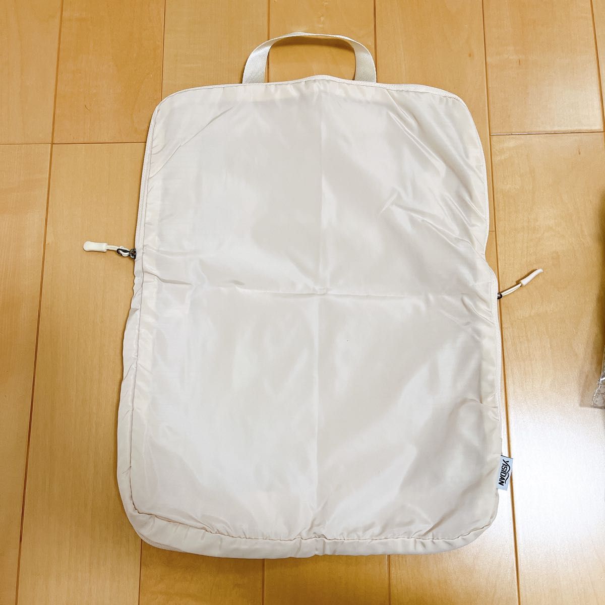 トラベルポーチ　ベージュ　Ｌ　単品　圧縮バッグ　旅行　衣類収納　コンパクト　国内　海外　旅行用圧縮袋　圧縮ポーチ　お出かけ