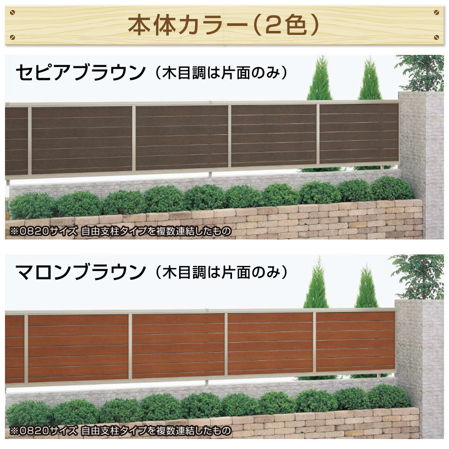 アルミ製木調フェンス横目隠しルーバータイプ 幅1998mm×高さ1000mm /個人様宛は運送会社配達店止め送料無料/法人宛は送料無料_画像4