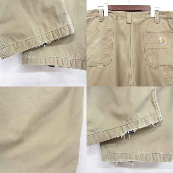 carhartt サイズ W38 L30 コットン ワーク ペインター パンツ ネルライナー ベージュ メキシコ製 カーハート 古着 ビンテージ 4A2609_画像5