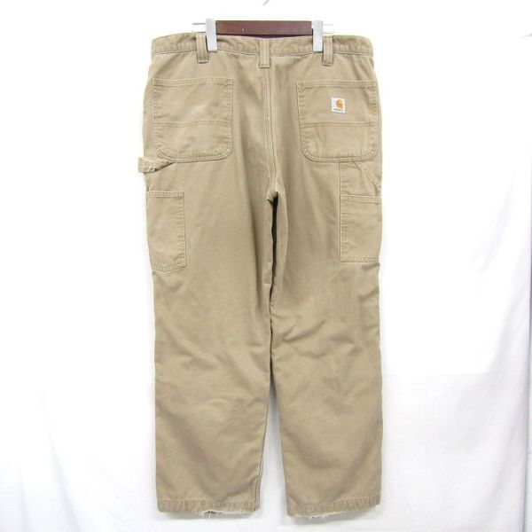 carhartt サイズ W38 L30 コットン ワーク ペインター パンツ ネルライナー ベージュ メキシコ製 カーハート 古着 ビンテージ 4A2609_画像2