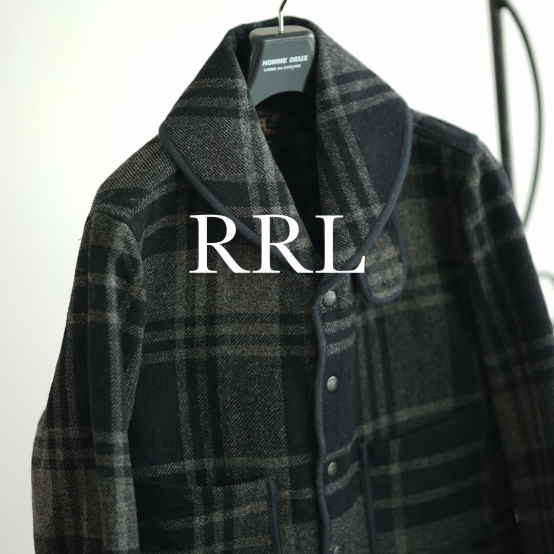 RRL ダブルアールエル チンスト ショールカラー ウール チェック ジャケット ralph laure 古着 ビンテージ 黒 ラルフローレン S_画像1