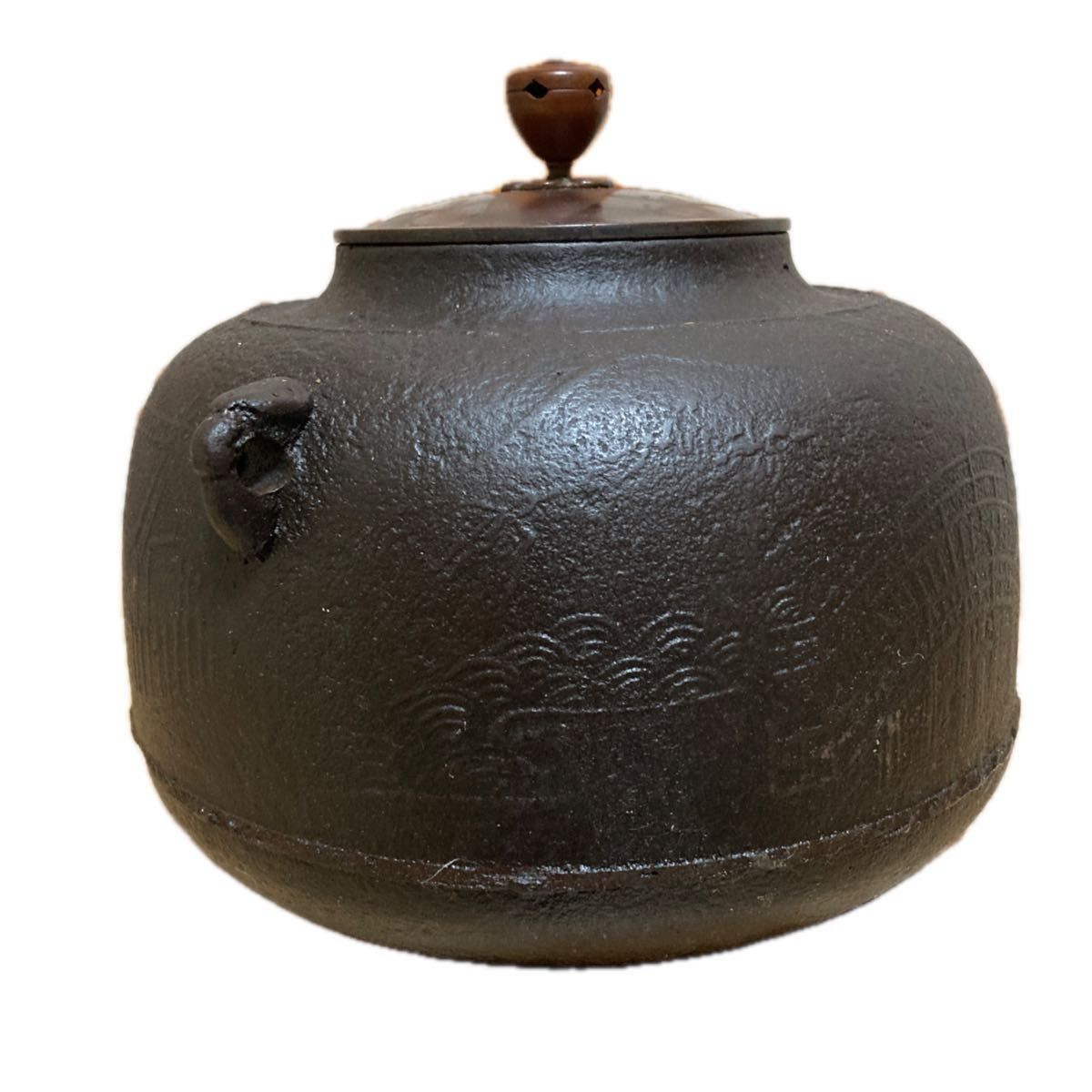茶道具 釜 風炉釜 又妙斎お好み 住吉釜 花押 釜環付き / 茶道 茶道具 釜 風炉釜 又妙斎お好み 住吉釜 花押 釜環付き / 茶道
