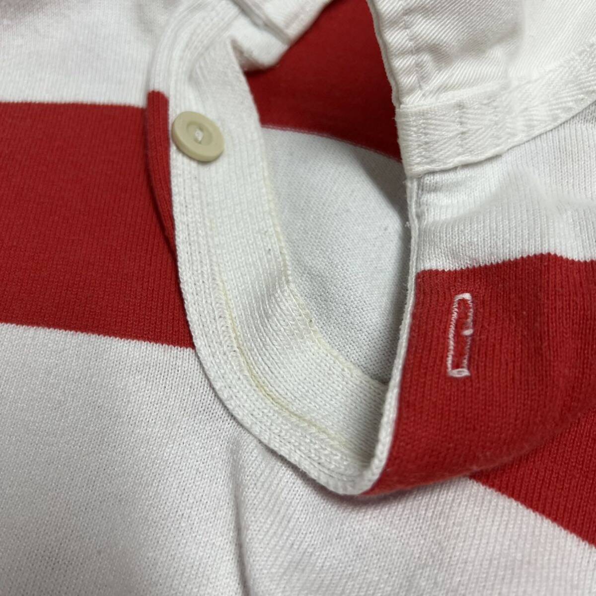 M3630 Canterbury カンタベリー　ラガーシャツ　Lサイズ　赤　白　ボーダー　ニュージーランド製　日本代表　半袖 ラグビー　スポーツ_画像6